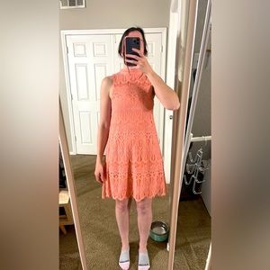 LOVE, FIRE High Neck Lace Sleeveless Shift Dress - Size S